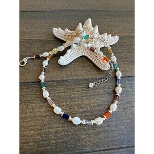 Colorful White Freshwater Pearl Necklace Beach Style Choker